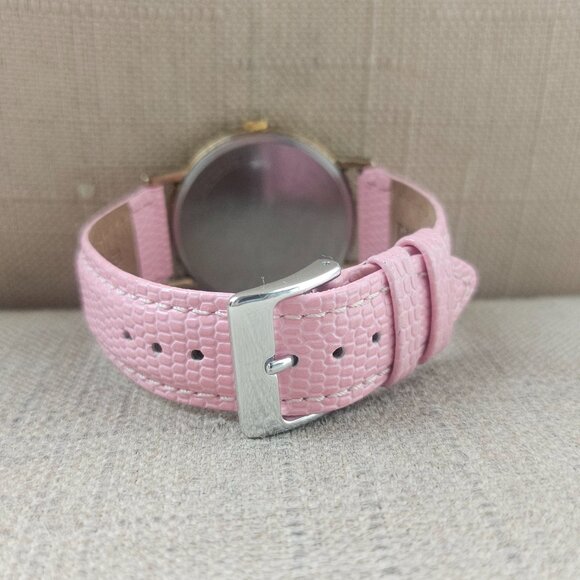 Vintage Timex Women Wristwatch Pink leather Strap Gold Tone Case Analog Watch - Picture 7 of 11